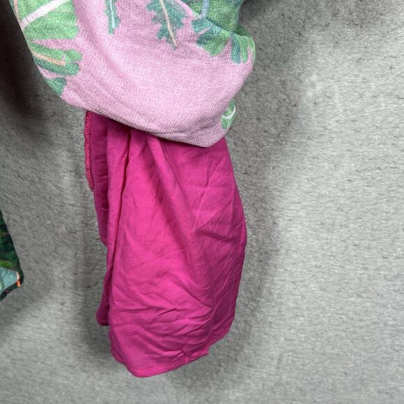 FARM RIO PINK/GREEN LEAVES ASYMMETRIC MIDI VISCOSE DRESS TROPICAL SIZE SMALL - Picture 6 of 15